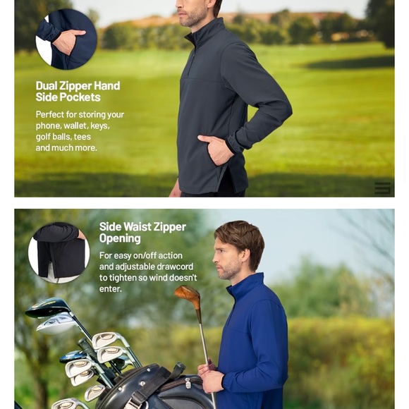 Three Sixty Six Men’s Vented, Dry Fit, 1/4 Zip Golf Jacket -(Navy) Size Large - Picture 11 of 13